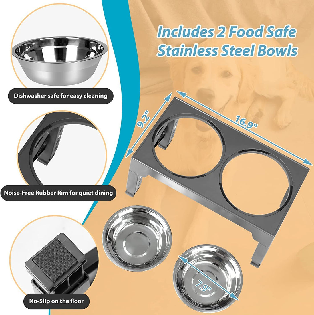 Lifting Dog Bowl Rack Neck Protection