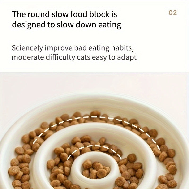 Ceramic Cat Slow Feeder Bowl Anti-Gulping